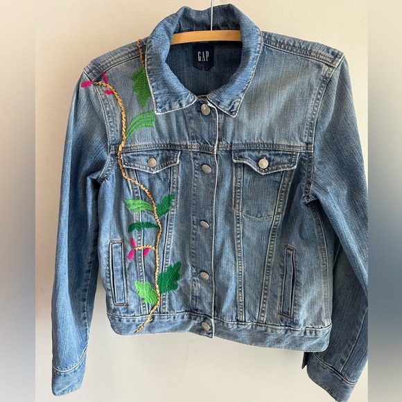 GAP Jackets & Blazers - Gap Peacock Embroidered Denim Jean Jacket Boho Vintage
